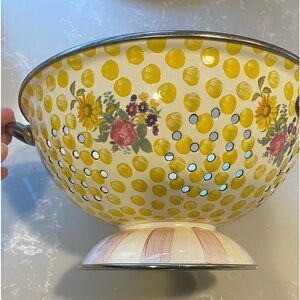 Discontinued Mackenzie Childs buttercup floral strainer.